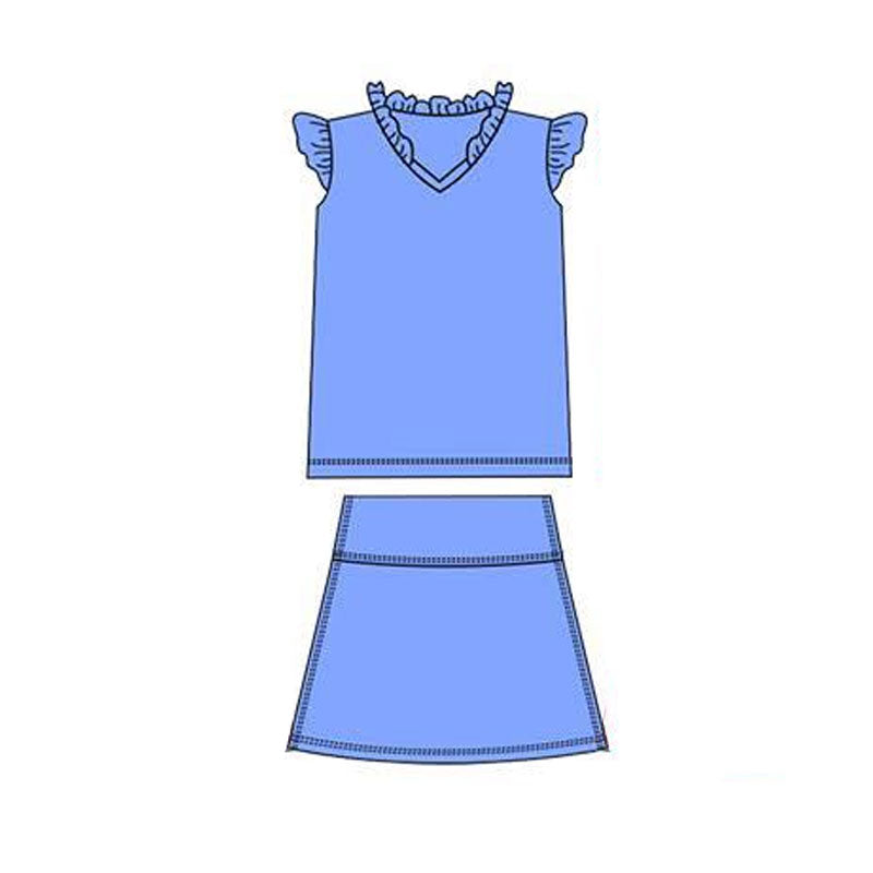 (Pre-order)GSD3011 Blue Color Top Skirts Girls Yoga Clothes Set