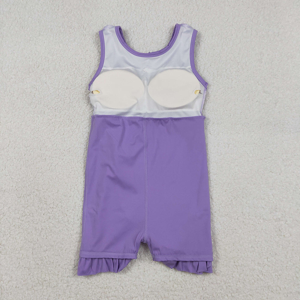 GSD3036 Pueple Color Girls Summer Knee Length Yoga Dress