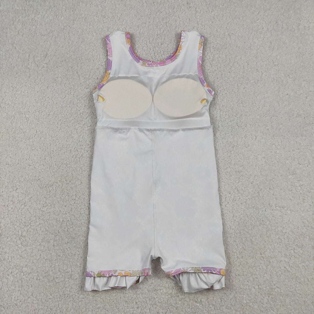 GSD3095 Colorful Flowers Print Girls Summer Knee Length Yoga Dress