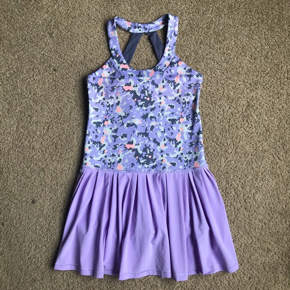 (Pre-order)GSD3099 Camo Purple Print Girls Summer Knee Length Yoga Dress