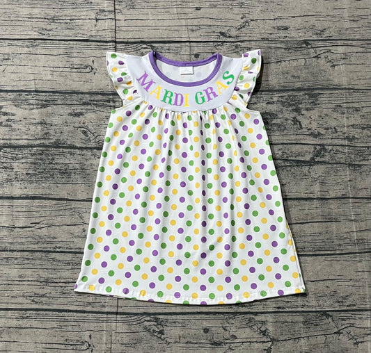 (Pre-order)GSD3122 Dots Print Girls Mardi Gras Knee Length Dress