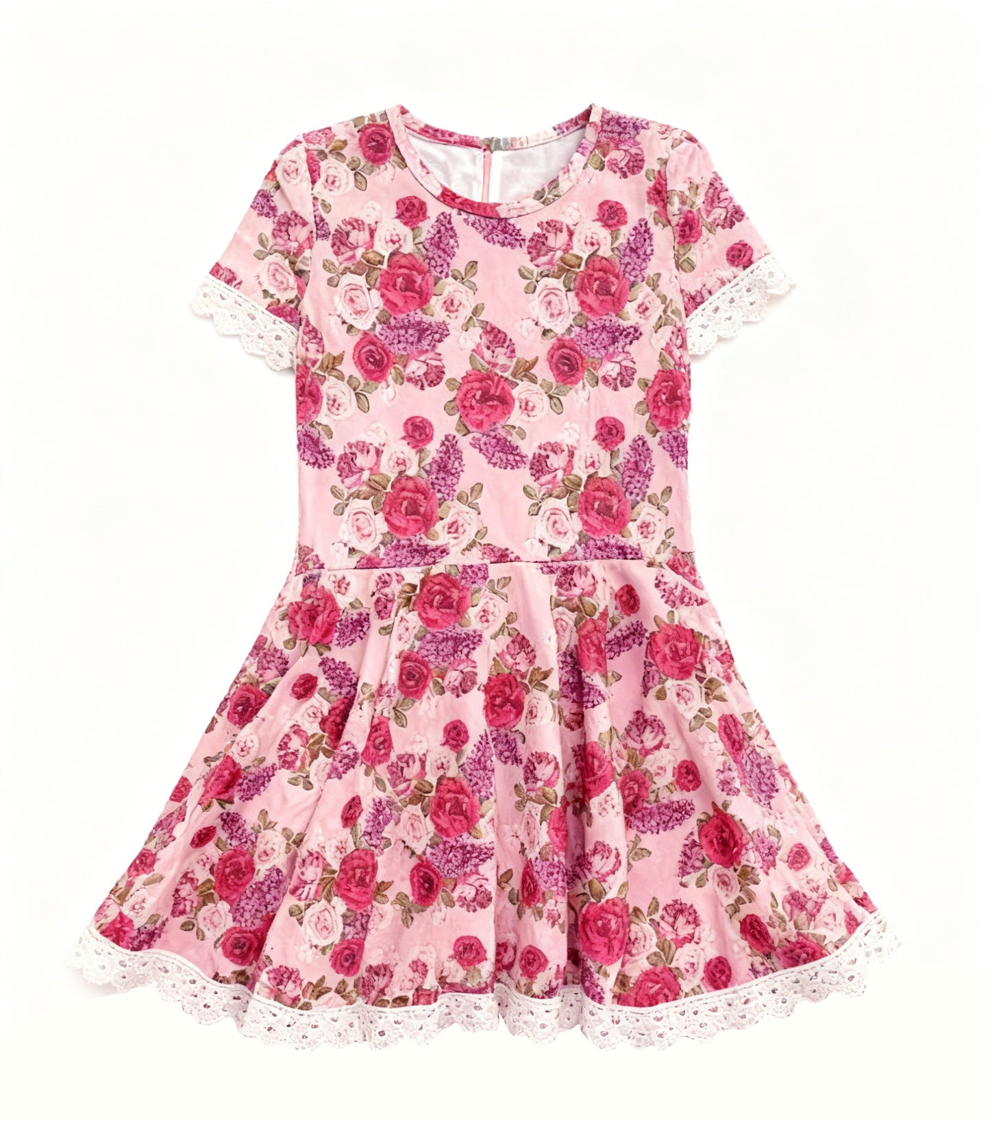 (Pre-order)GSD3283 Roses Print Girls Valentine's Day Knee Length Dress