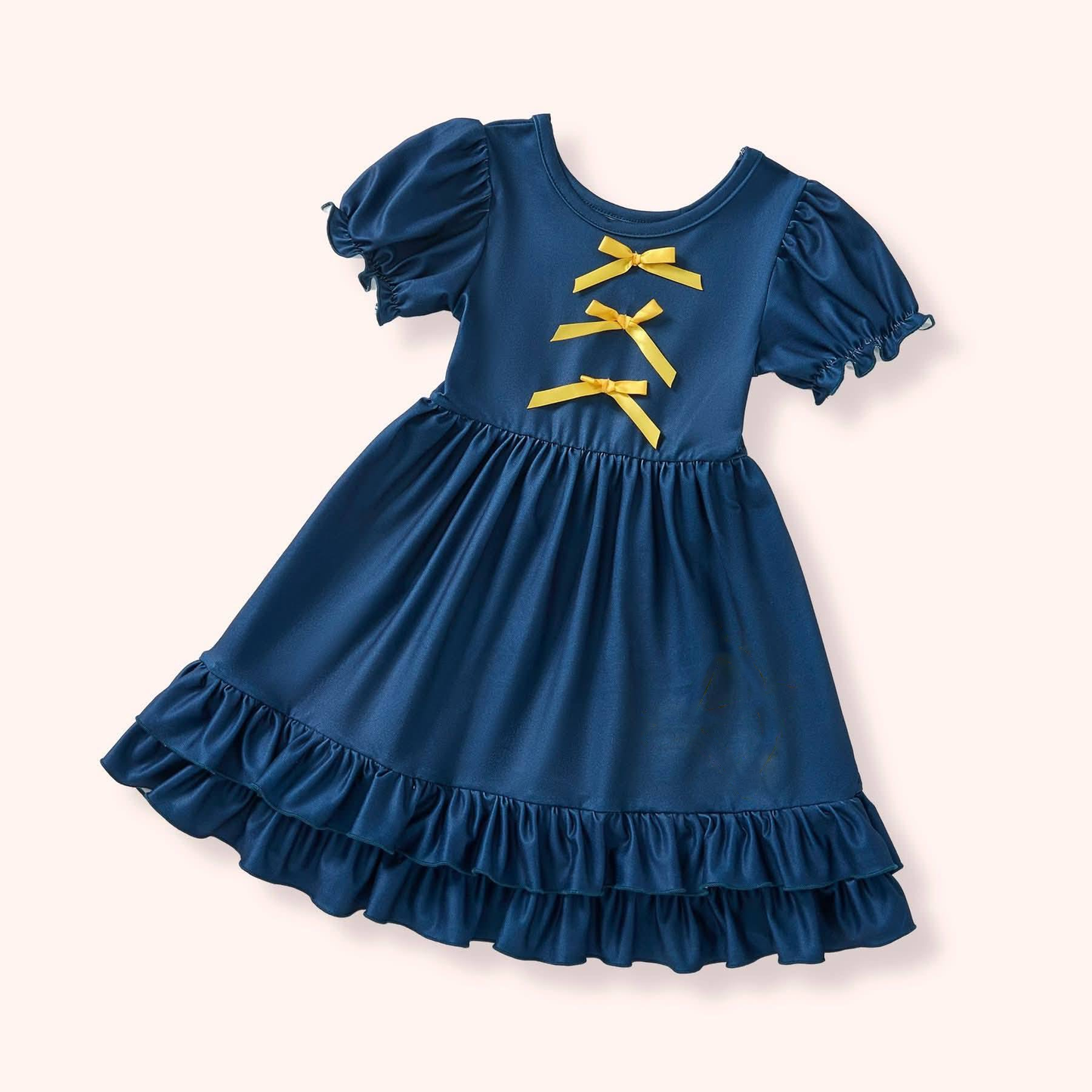 (Pre-order)GSD3338 Navy Color Cartoon Princess Girls Summer Knee Length Dress