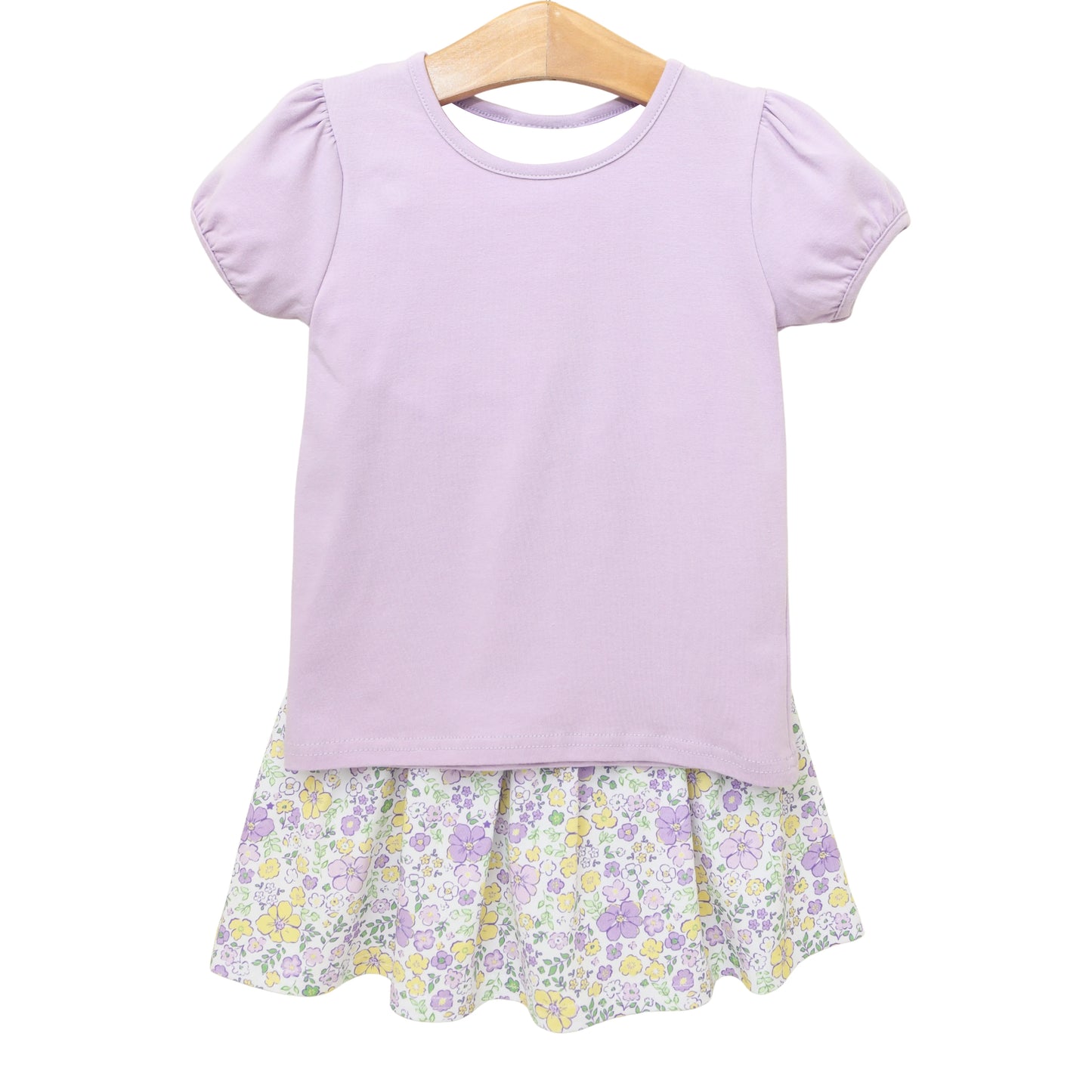(Pre-order)GSD3388 Purple Color Top Yellow Purple Flowers Skirts Girls Summer Yoga Clothes Set