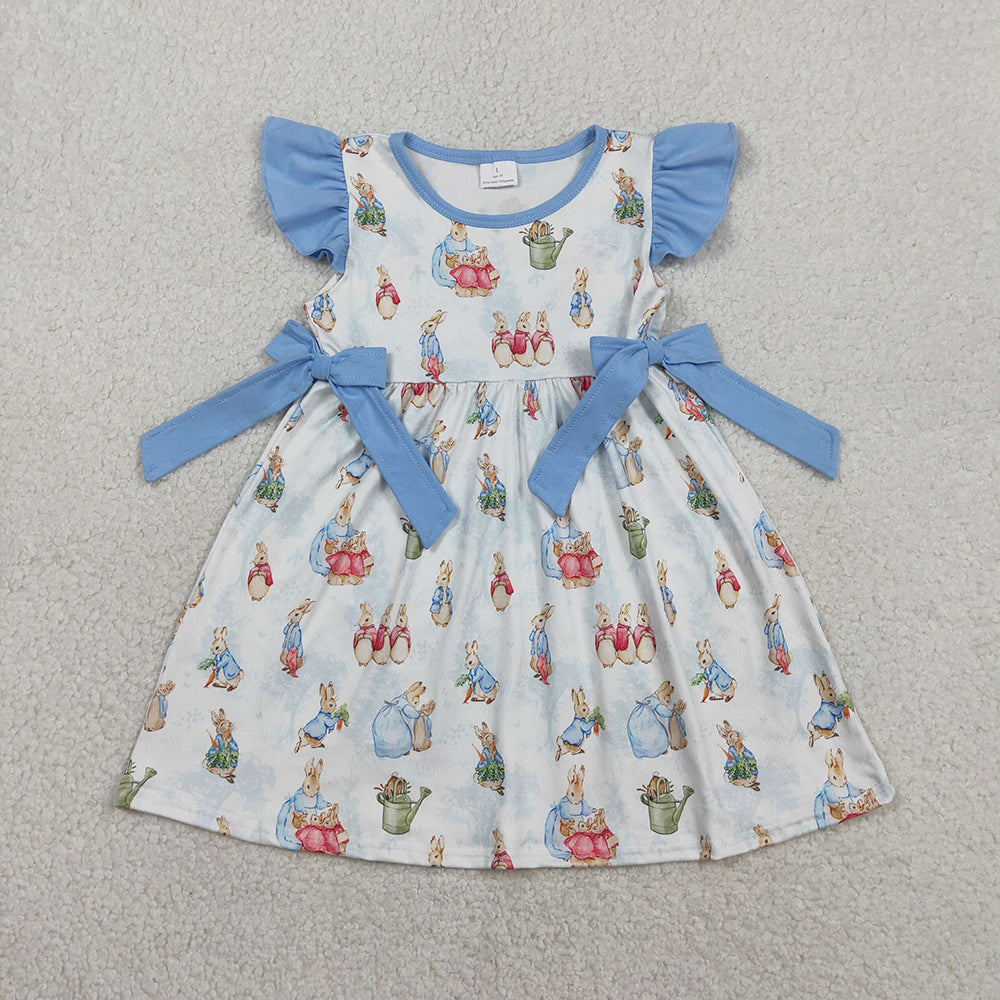 Bunny Print Girls Easter Clothes Sisters Matching Wear