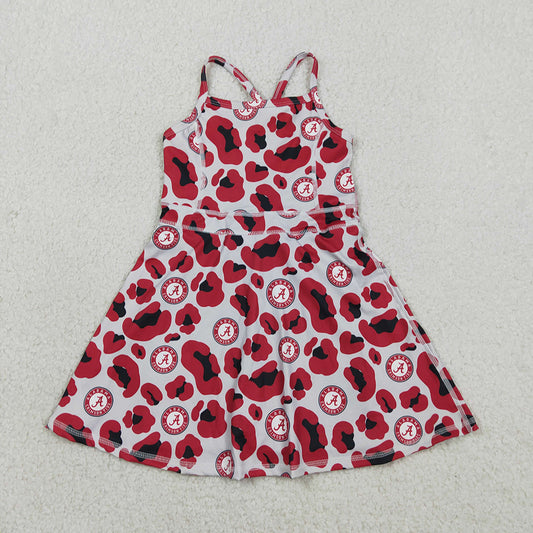 GSD3635 Team's Alabama Leopard Print Girls Summer Knee Length Yoga Dress