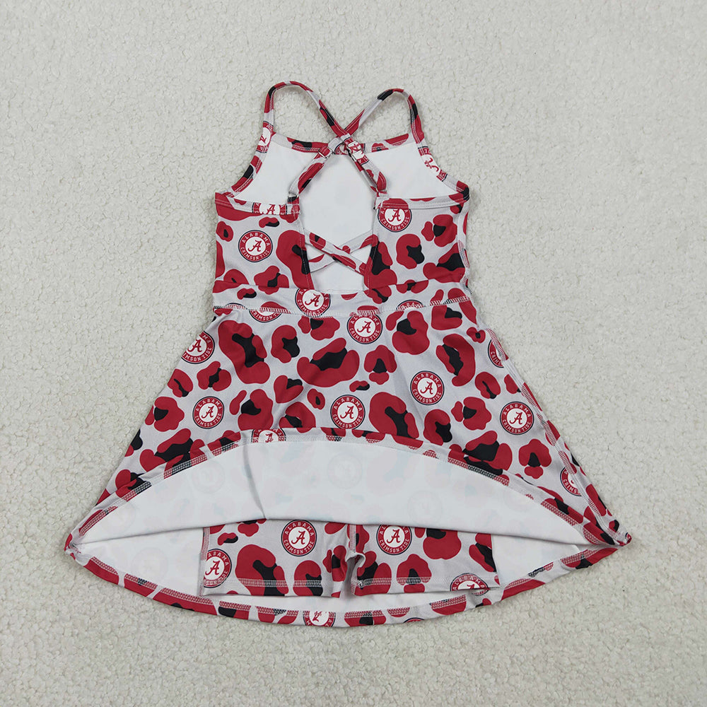 GSD3635 Team's Alabama Leopard Print Girls Summer Knee Length Yoga Dress