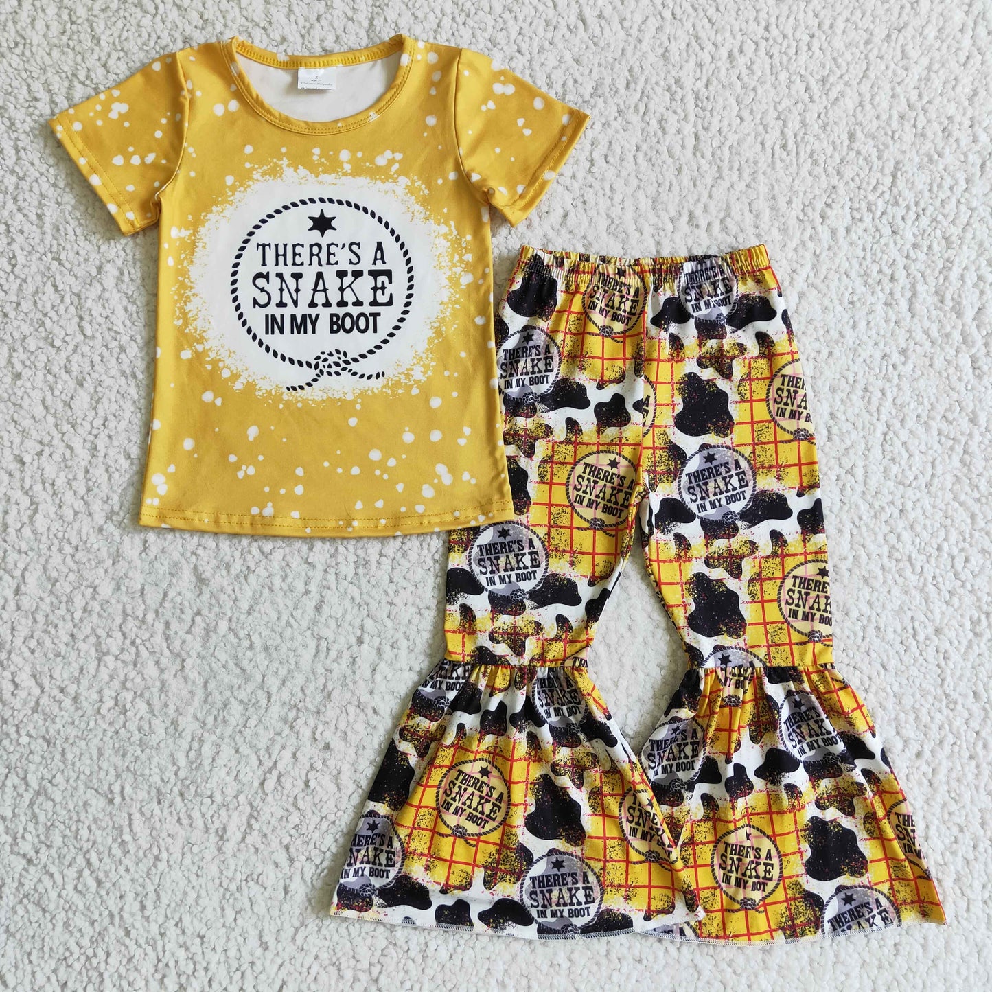 7 Colors Western Print Bell Pants Girls Clothes Set