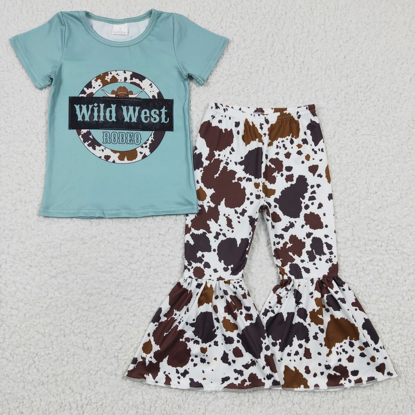 7 Colors Western Print Bell Pants Girls Clothes Set