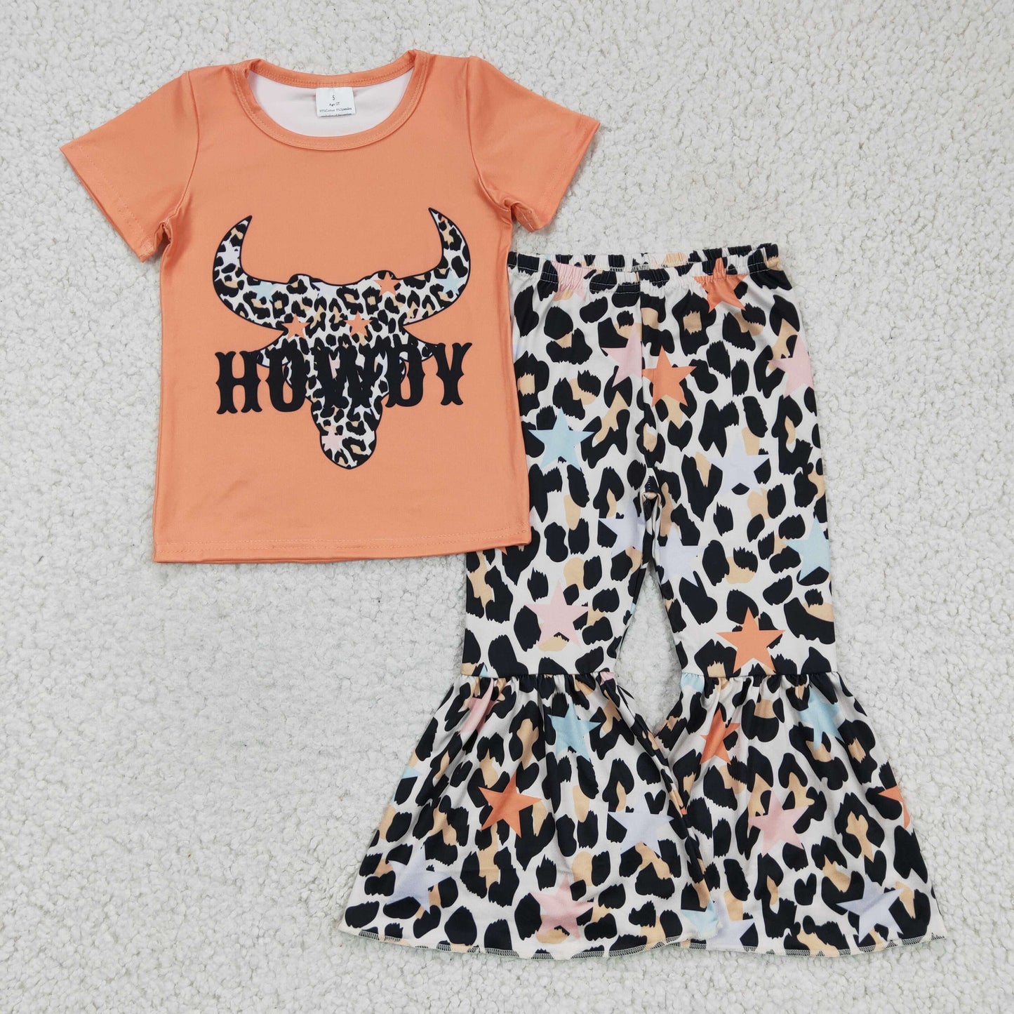7 Colors Western Print Bell Pants Girls Clothes Set