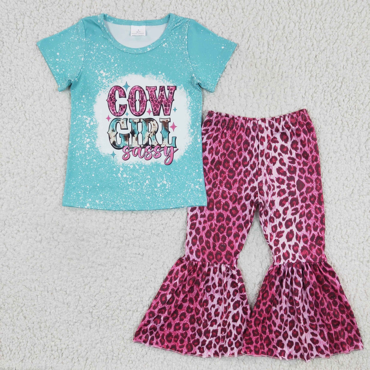 7 Colors Western Print Bell Pants Girls Clothes Set