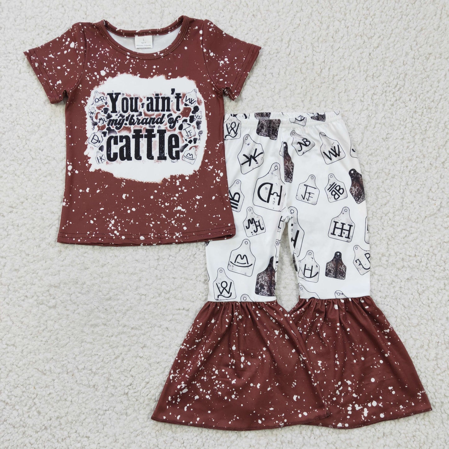 7 Colors Western Print Bell Pants Girls Clothes Set