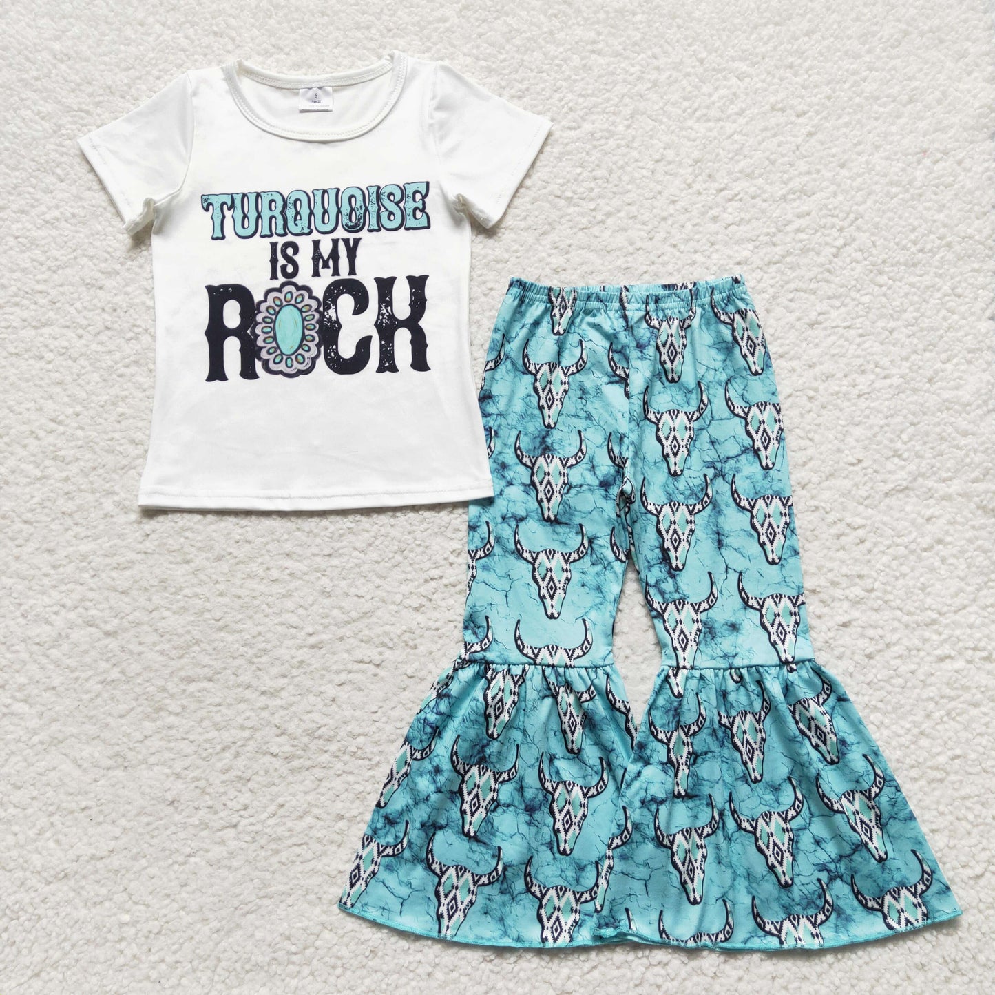 7 Colors Western Print Bell Pants Girls Clothes Set