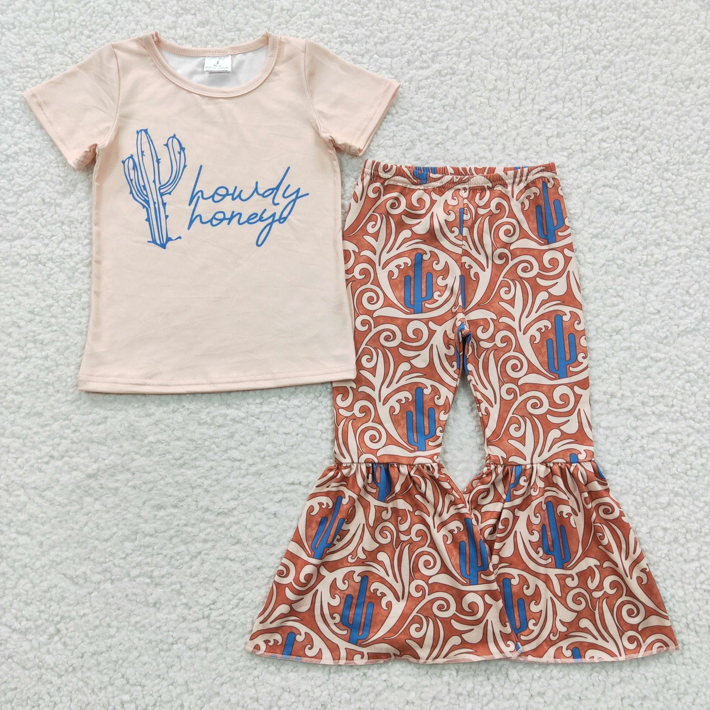 7 Colors Western Print Bell Pants Girls Clothes Set