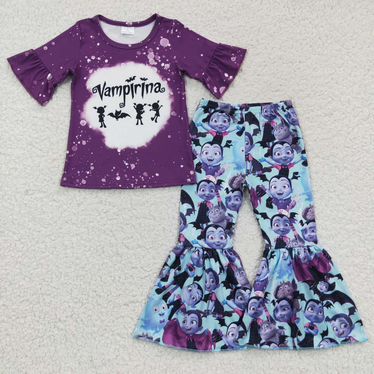 Girls short sleeve purple top cartoon Halloween outfits  GSPO0638