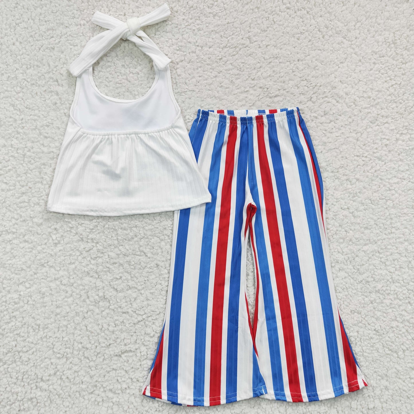 GSPO0655 America babe print bell pants 4th of July girls halter outfits