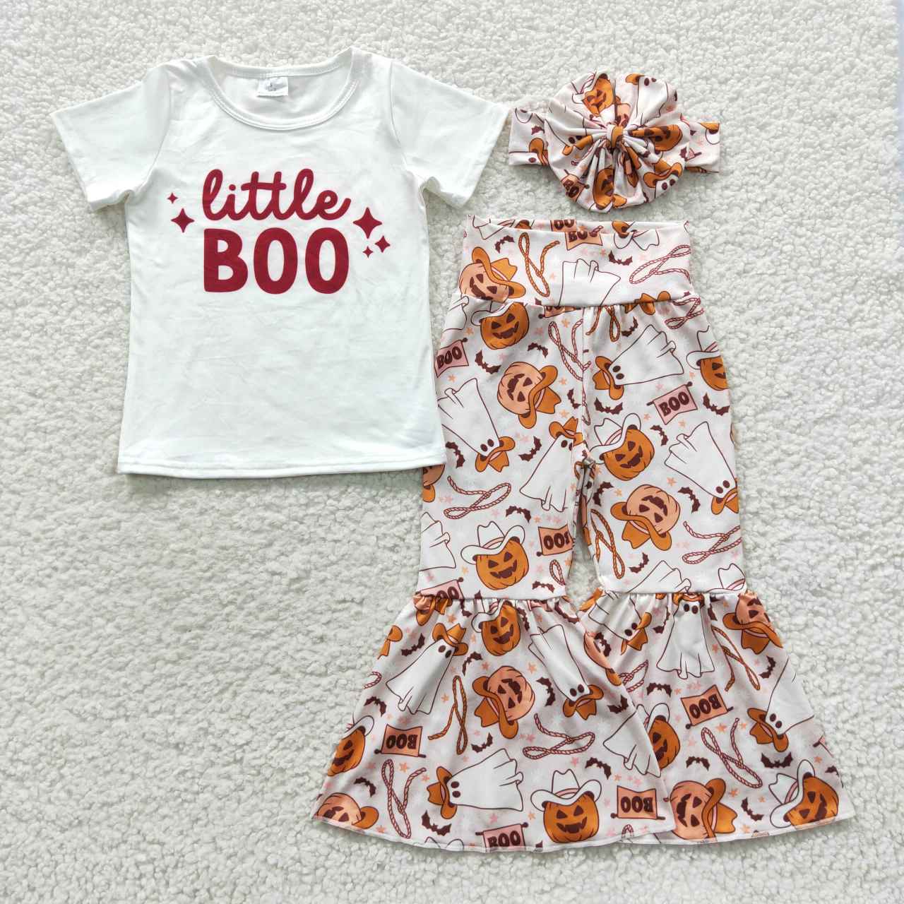 GSPO0723 Little BOO top ghost pumpkin pants girls Halloween outfits