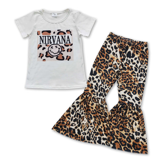 GSPO0769 Nirvana leopard top leopard bell bottom pants girls outfits