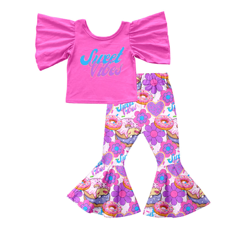 (Pre-order)GSPO0907 Sweet Vibes Doughnut Print Girls Clothes Set