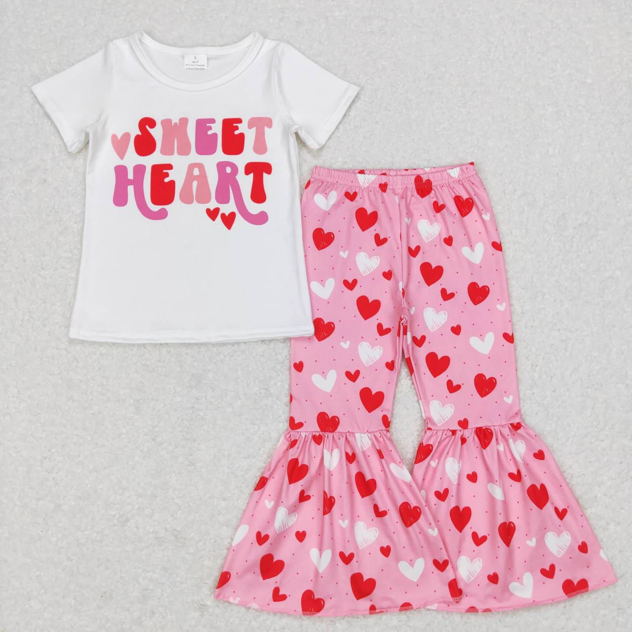 GSPO0984 Sweet Heart Print Girls Valentine's Clothes Set