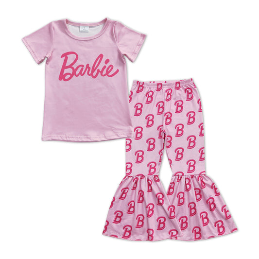 GSPO1012 Pink BA Top Bell Pants Girls Clothes Set