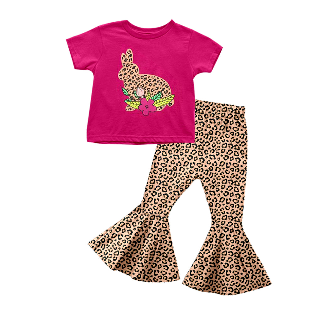 (Pre-order) GSPO1031 Leopard Bunny Bell Pants Girls Easter Clothes Set