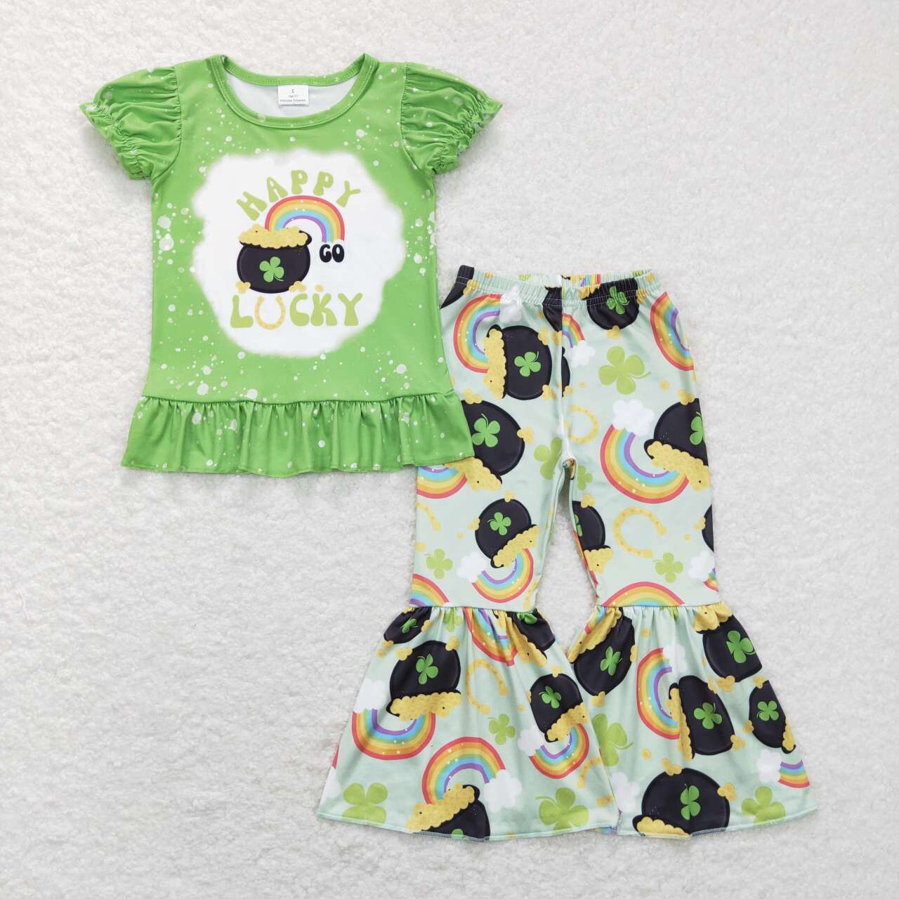 GSPO1046 Happy Lucky Rainbow Gold Girls St. Patrick's Clothes Set