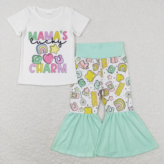 GSPO1047 Mama's Lucky Charm Girls St. Patrick's Clothes Set