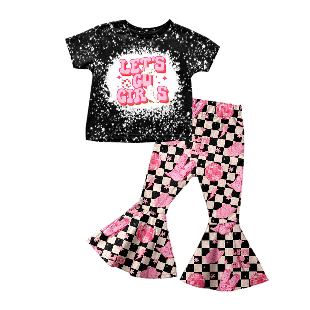 (Pre-order)GSPO1057 Let's Go Girls Print Bell Pants Girls Western Clothes Set