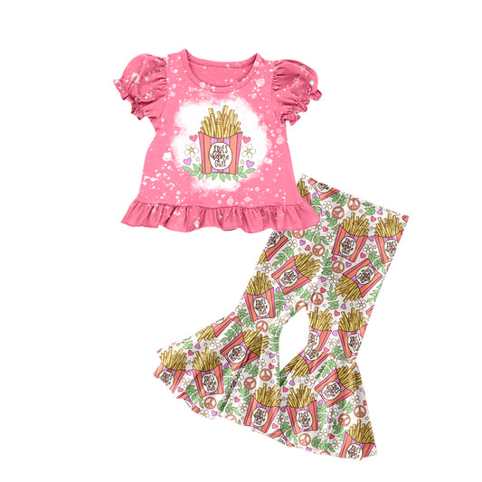 (Pre-order)GSPO1082 Fries Before Guys Print Girls Valentine's Clothes Set