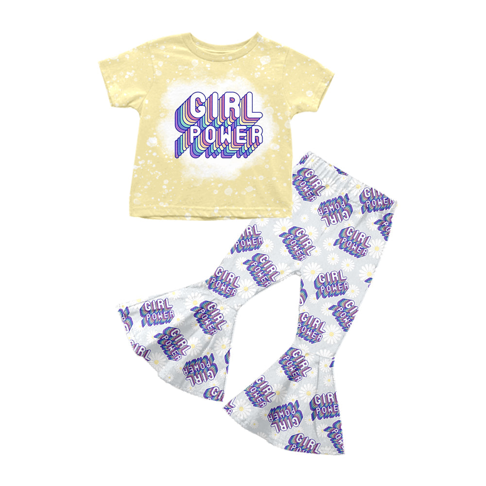 (Pre-order)GSPO1092 Girl Power Flowers Print Girls Clothes Set