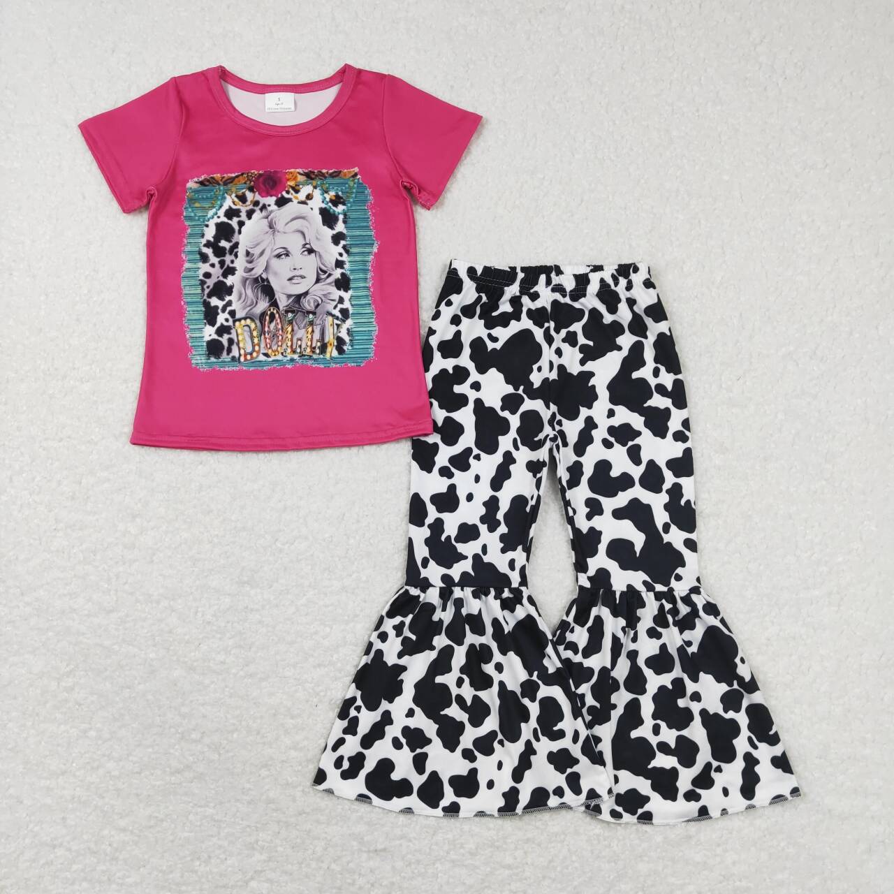 GSPO1110 Singer Cow Print Girls Western Clothes Set