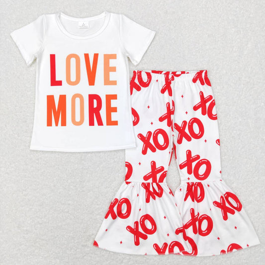 GSPO1122 LOVE MORE XOXO Print Girls Valentine's Clothes Set