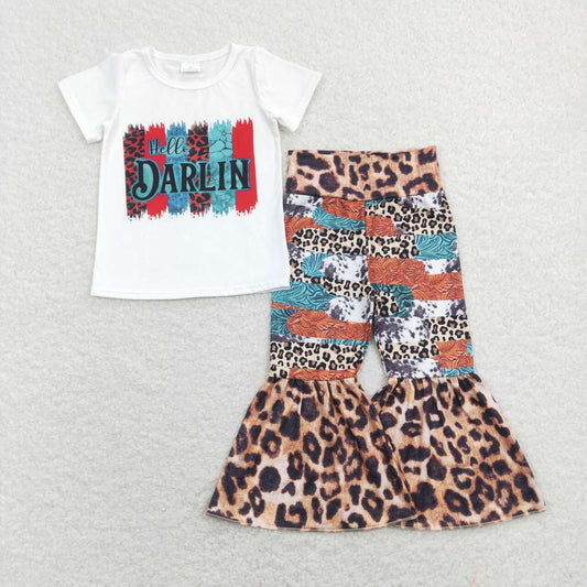 GSPO1160 Hello Darlin Leopard Print Girls Clothes Set