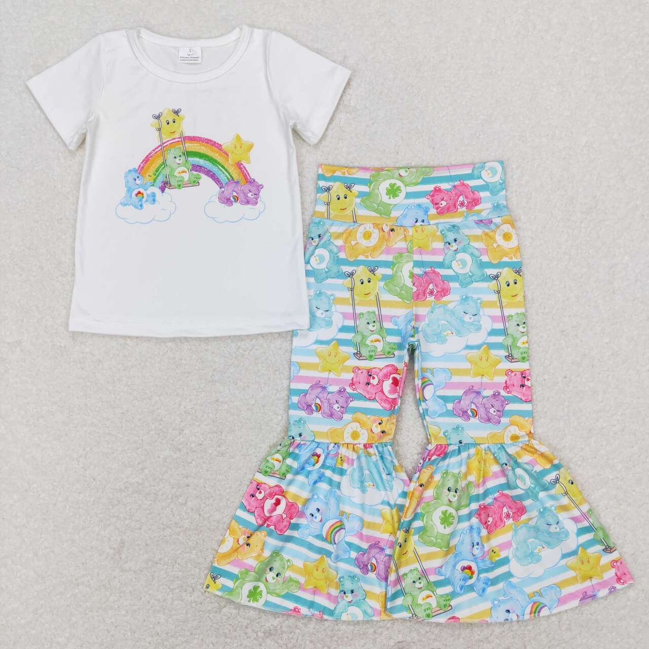 GSPO1189 Cartoon Cute Bear Print Girls Clothes Set