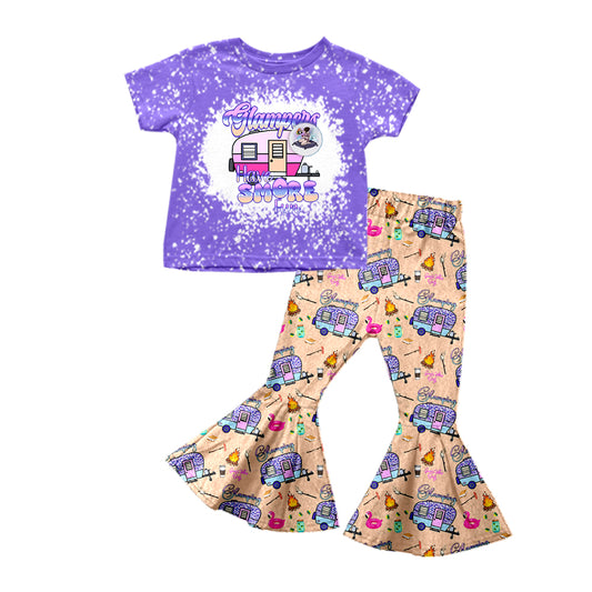 (Pre-order)GSPO1195 Camper Have Smore Fun Print Girls Clothes Set