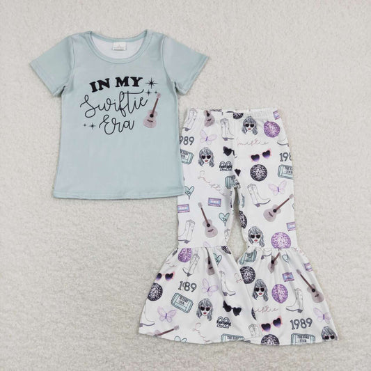 GSPO1247 Singer Design Bell Pants Girls Clothes Set