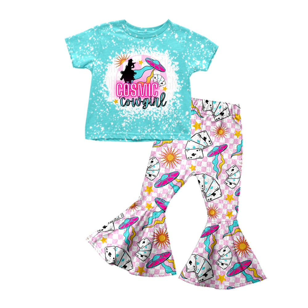 (Pre-order)GSPO1289 Cosmic Cowgirl Print Girls Clothes Set