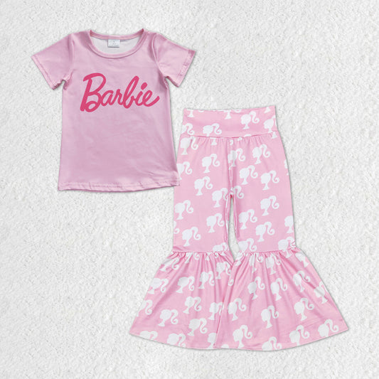 GSPO1301 Pink BA Top Bell Pants Girls Clothes Set