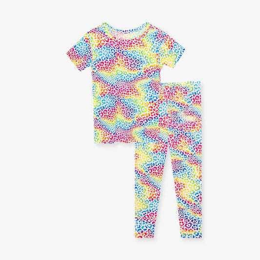 (Pre-order)GSPO1358 Colorful Leopard Print Girls Pajamas Clothes Set