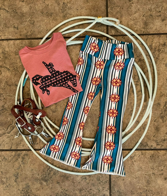 (Pre-order)GSPO1425  Rodeo Aztec Print Girls Western Clothes Set