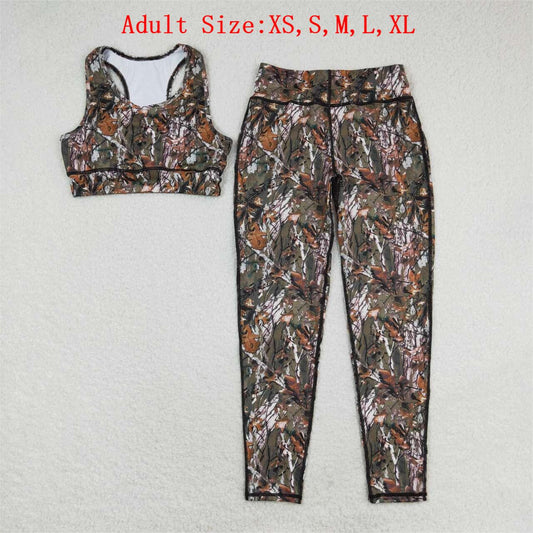 GSPO1460 Adult Branch Print Woman Yoga Clothes Set