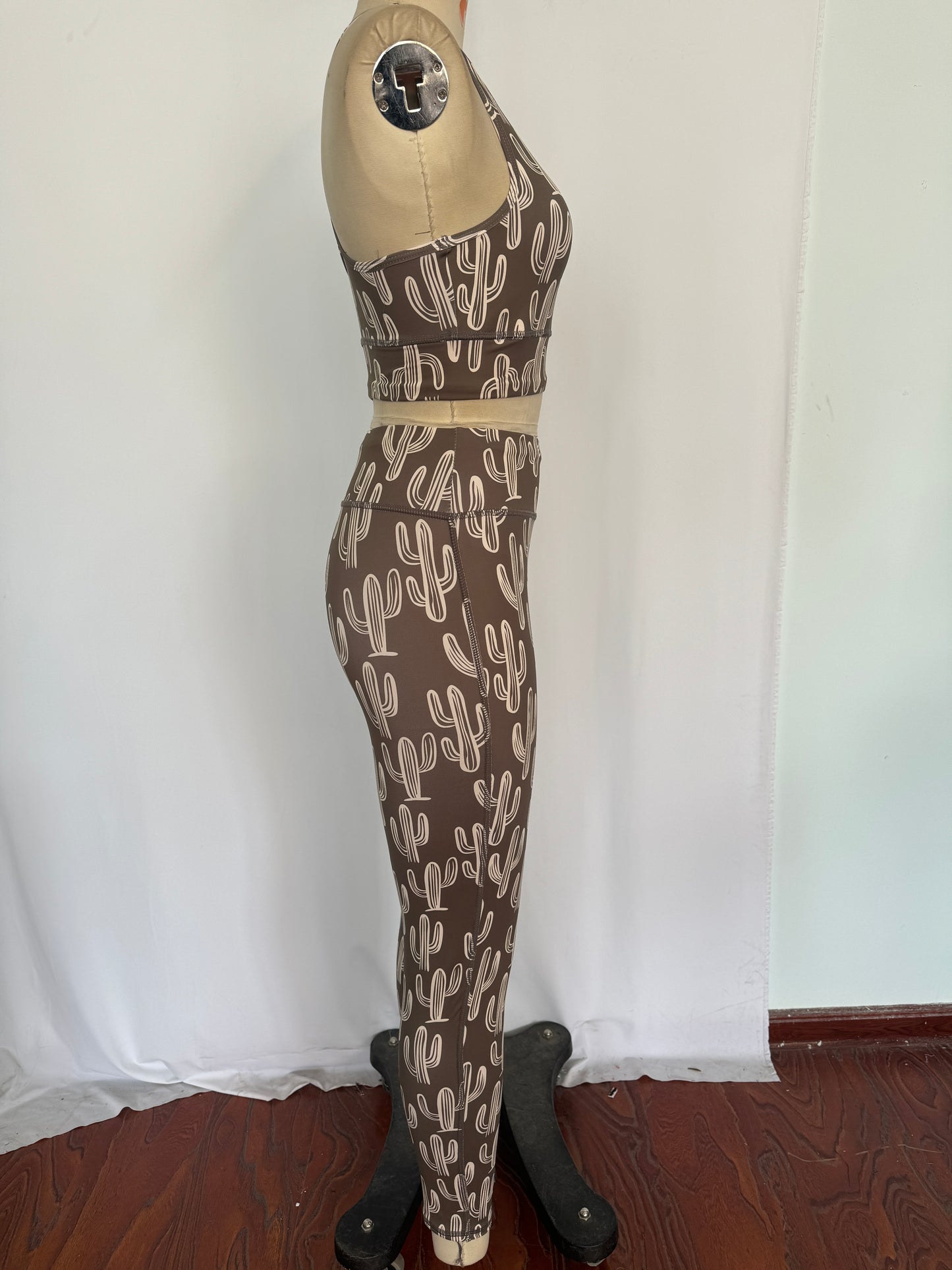 (Pre-order)GSPO1464 Adult Cactus Print Woman Yoga Clothes Set