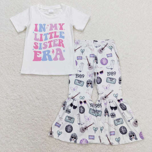 GSPO1547 Singer Swiftie Little Sister Print Bell Pants Girls Clothes Set