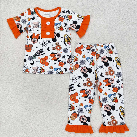 GSPO1552 Cartoon Mouse Print Girls Halloween Pajamas Clothes Set