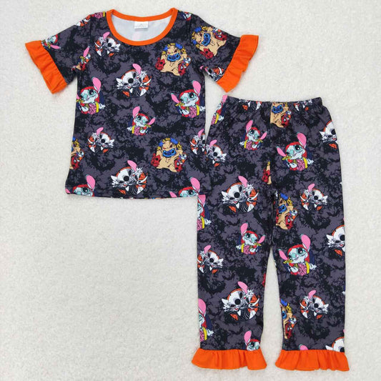 GSPO1580 Cartoon Dog Print Girls Halloween Pajamas Clothes Set