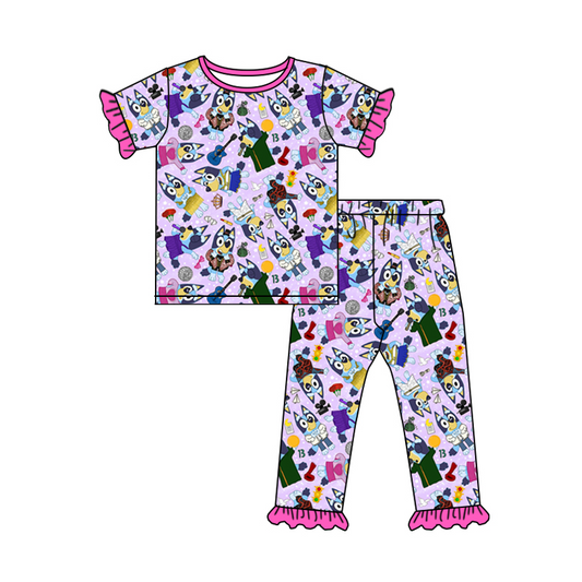 (Pre-order)GSPO1594 Cartoon Dog ERA Print Girls Pajamas Clothes Set