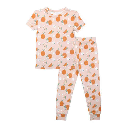 (Pre-order)GSPO1650 Orange Print Girls Pajamas Clothes Set