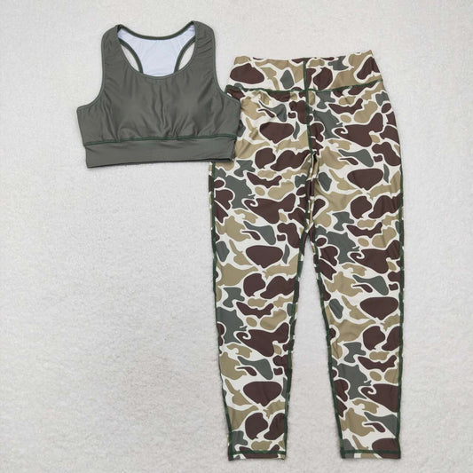 GSPO1665 Adult Camo Print Woman Yoga Athletic Clothes Set