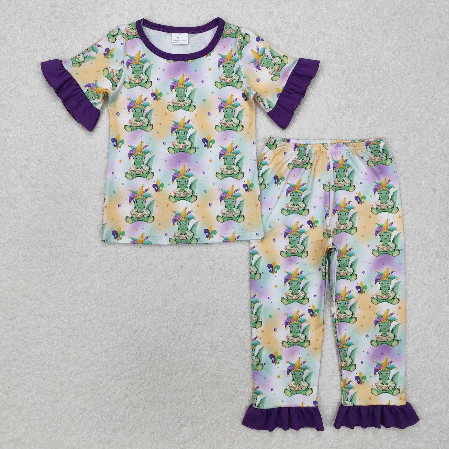 Crocodile Tie-dye Print Sibling Mardi Gras Pajamas Matching Clothes